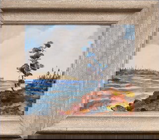 Antique Canadian Modernist Framed Lake Landscape Rare Early 1900s Original Oil Painting