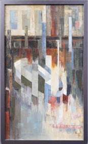 Interesting and Well Painted Mid Century Modern Vintage American School Signed Abstract Painting