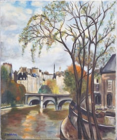 Lisa Whitney Vintage French Impressionist Paris Street Scene Cityscape Oil Painting