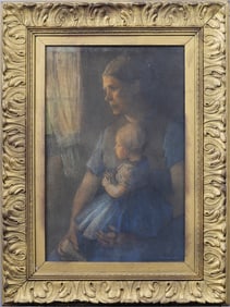 Finely Framed Antique American School Nyack, NY Family Portrait Painting