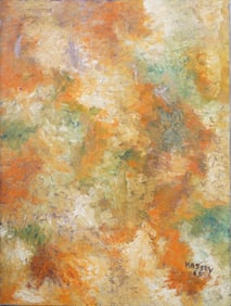 Vintage American School Signed Modernist Abstract Expressionist LARGE Original Oil Painting