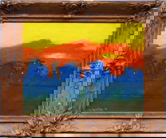 Abraham Pariente (B.1962) Vintage Modernist Amsterdam Cityscape Framed Original Oil Painting