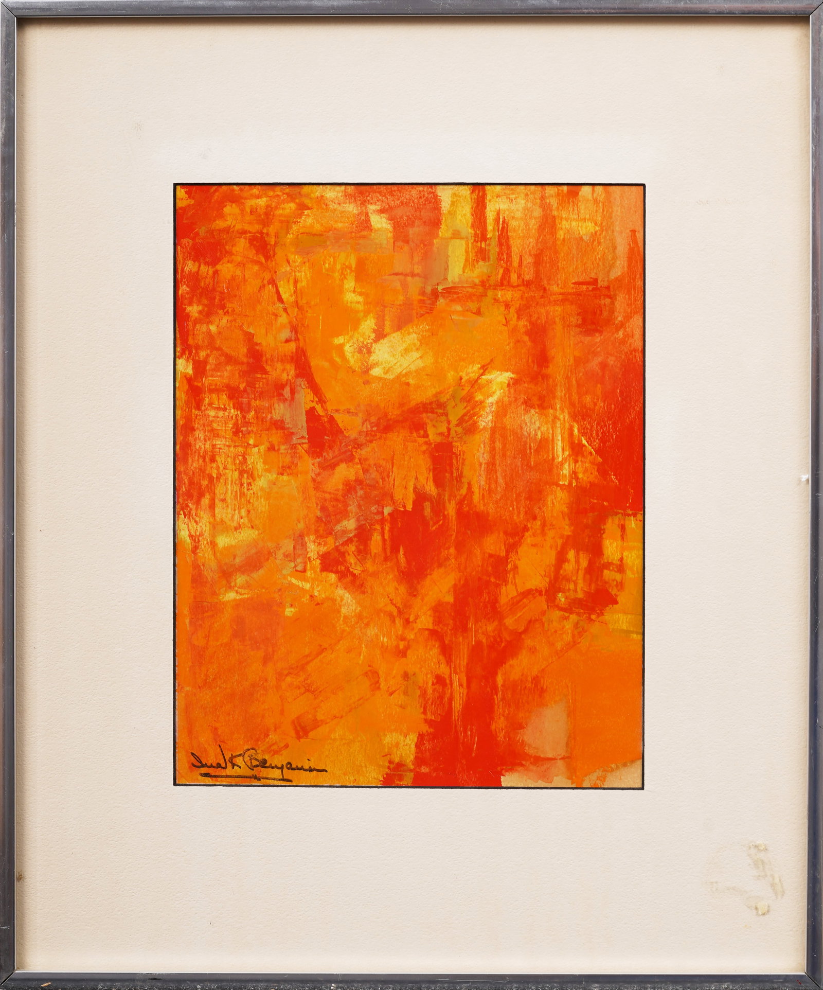 Antique American School Signed Abstract Expressionist Framed Original Oil Painting (1 of 5)