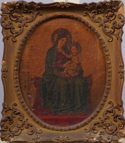 Antique European Old Master Religious Royal Portrait Framed Oil Painting