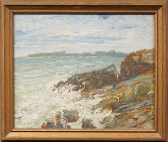 William H. Partridge (1858 - 1938) Rockport Coastal Seascape Signed Framed Impressionist Painting