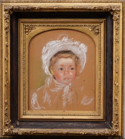 Antique 19th Century French Impressionist Child Portrait Framed Painting