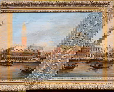 Important Antique Italian Venice Cityscape Framed Oil Painting ATTR Francesco Tironi (1745 - 1800): Antique Italian cityscape oil painting of Venice attributed to Francesco Tironi (1745 - 1800). Oil on canvas. Signed. Framed. Measuring 16 by 20 inches overall and 12 by 16 painting alone. Please see