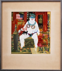 Unusual and Rare Mid Century Modern Signed Sloan Outsider American School Portrait Painting