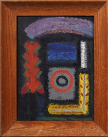 Antique American Modernist Abstract Expressionist Signed 1953 Original Framed Oil Painting