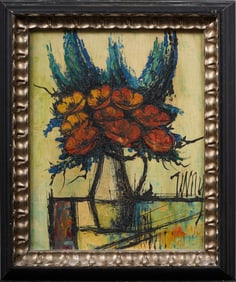 Antique Paris School Modernist Abstract Flower Still Life Signed Framed Original Oil Painting