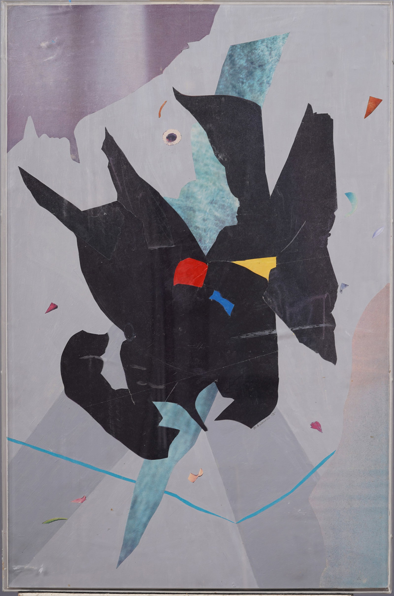 Large Mid Century Modern Signed Antique American Abstract Collage (1 of 6)