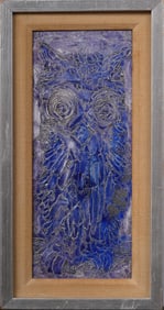 Vintage American Abstract Owl Portrait Framed Oil Painting