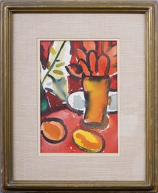 Oliver Balf (1927 - 2010) Antique American Exhibited Boston School Modernist Abstract Painting