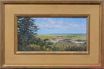 John Howard Vintage American Impressionist Coastal Giltwood Framed Seascape Oil Painting