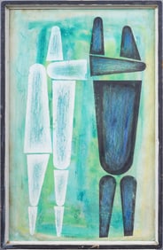 Wendell Brazeau (1910-1974) Mid Century Modern American Abstract Figural Framed Painting
