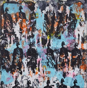 Contemporary American Modernist Abstract Collage Signed Original Oil Painting