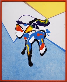 Vintage Mid Century American Abstract Expressionist Framed Original New York School Oil Painting