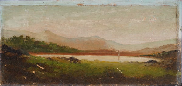 Antique American Hudson River School Landscape Oil Painting