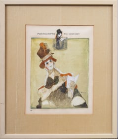 Antique American or European Modernist Signed Woman Portrait Framed  Original Oil Painting