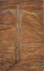 Jacob Knoller 1940 Antique American Modernist Still Life Landscape  Original Oil Painting