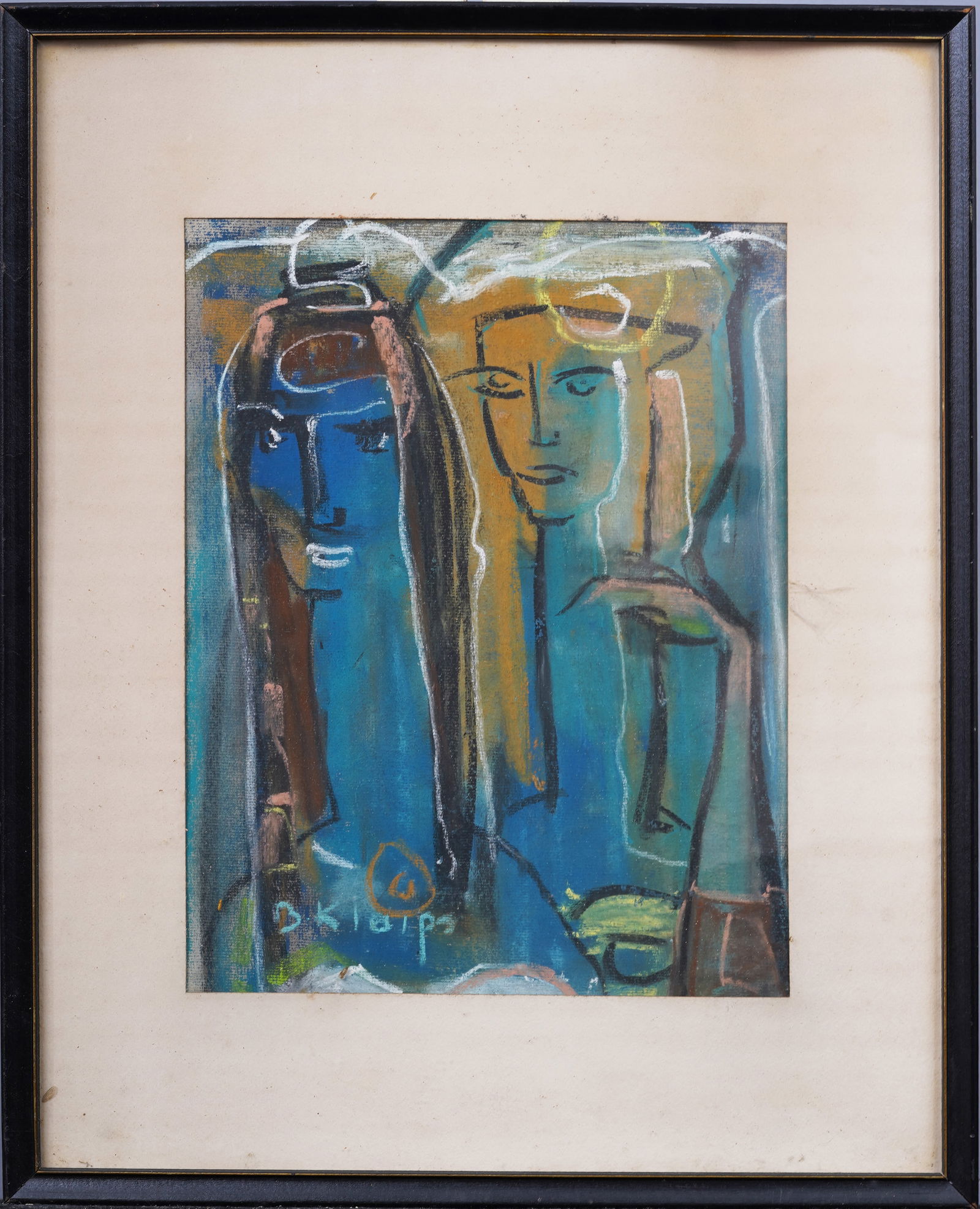 Antique American Modernist Cubist Portrait Framed Signed Abstract Original Painting (1 of 6)