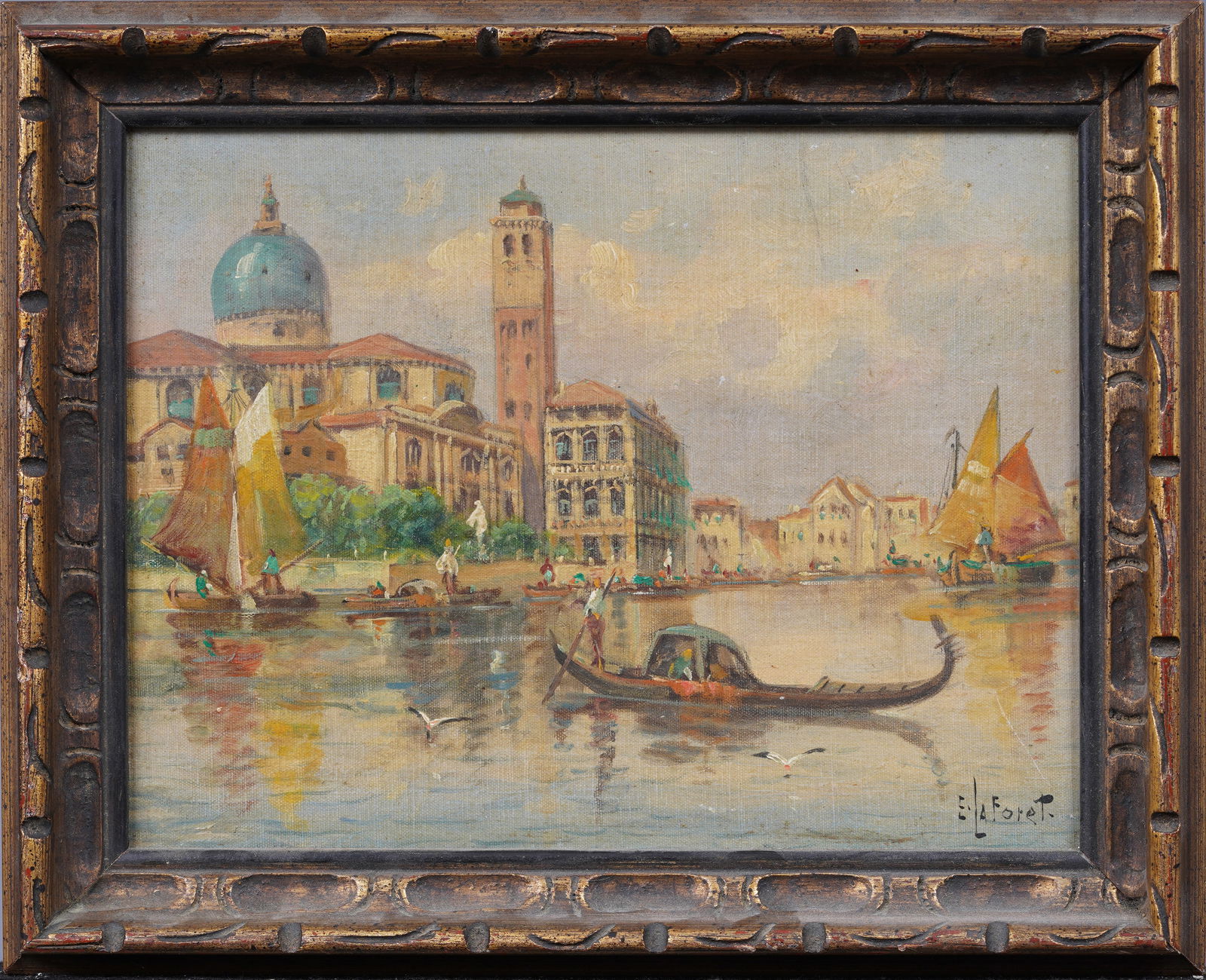 Eugene La Foret (1884-1955) Antique American Impressionist In Italy Venice Cityscape Oil Painting (1 of 6)