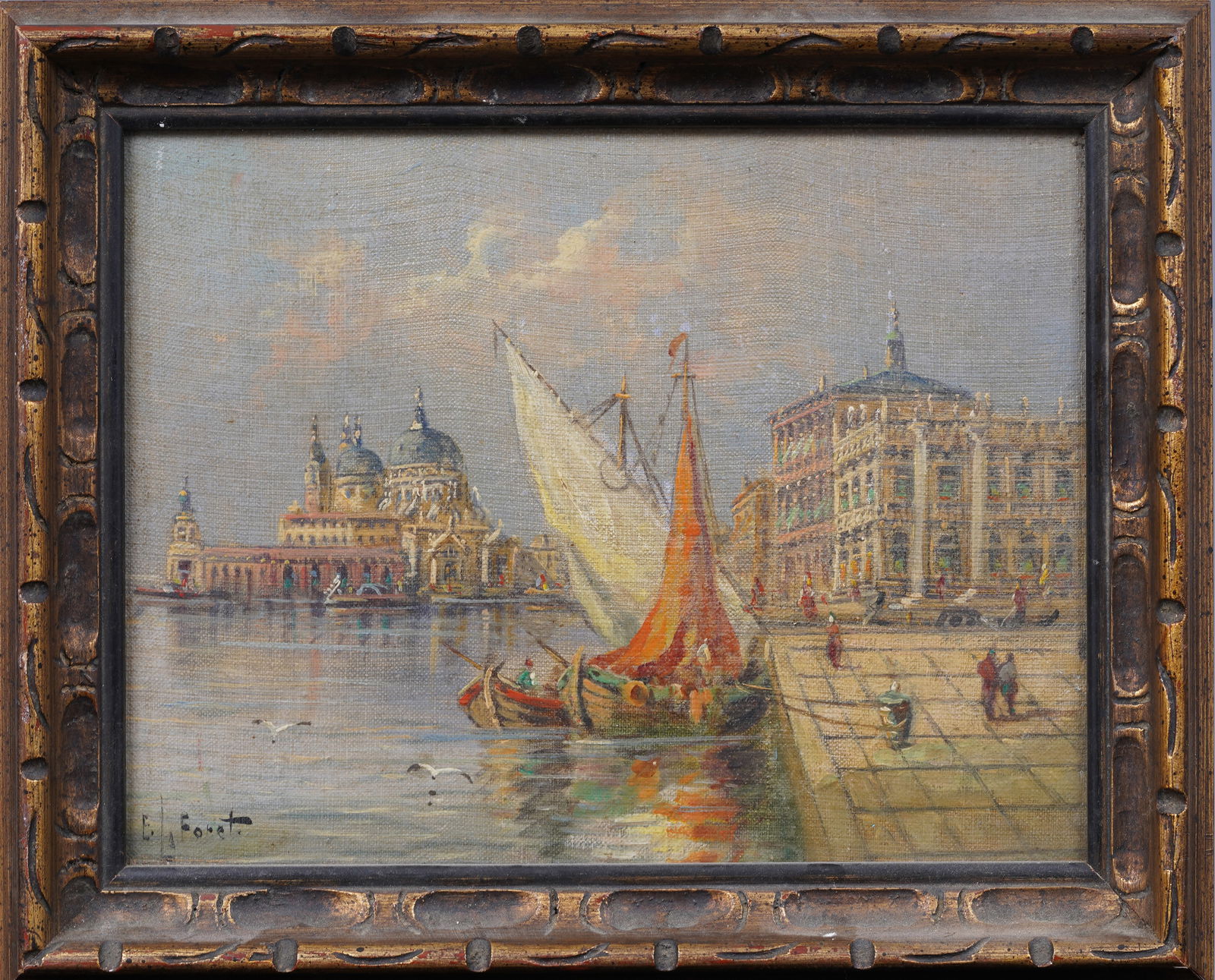 Eugene La Foret (1884-1955) Antique American Impressionist In Italy Venice Cityscape Oil Painting (1 of 6)