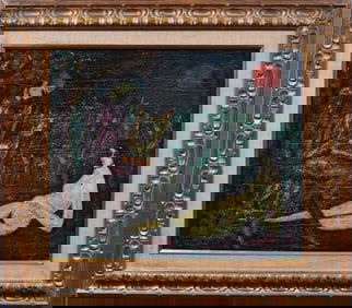 Nissan Engel (1931 - 2016) Antique American Modernist Framed Nude Portrait Original Oil Painting