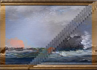 Carl Granberg (1853 1916) Antique Swedish Signed Impressionist Beach Scene Seascape Oil Painting