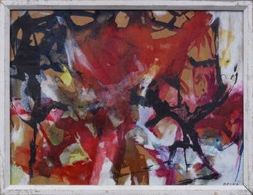 Antique American Abstract Expressionist Framed Signed Original Painting