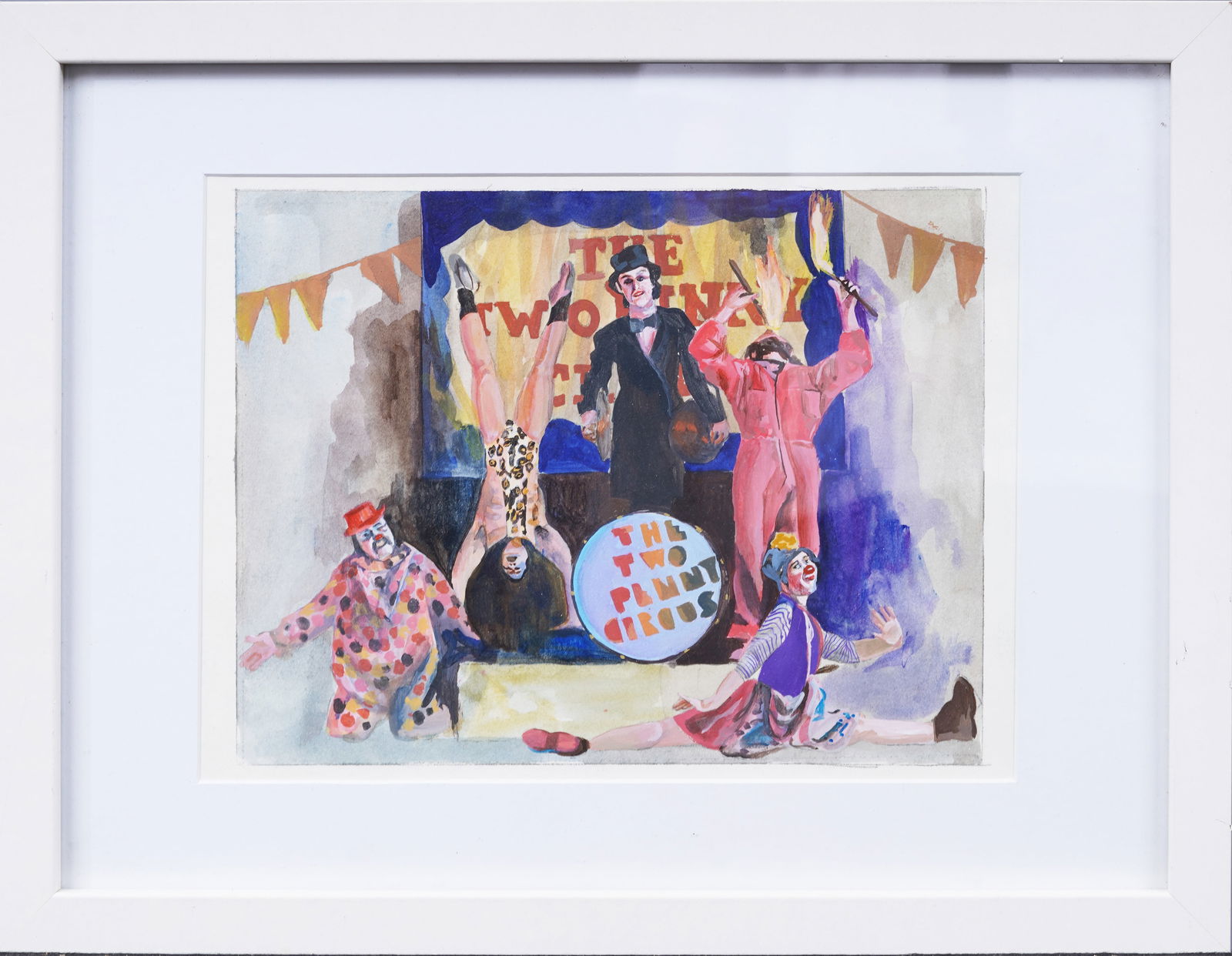 "The Two Penny Circus" Vintage American School Modernist Figurative Portrait Painting (1 of 4)