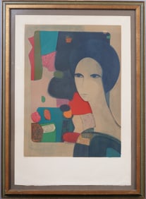 André Minaux (1923-1986) "Reverie" Signed Limited Edition Framed Color Lithograph Paris Modern