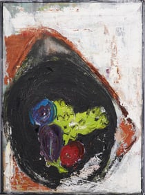 Major Antique American School Modernist Abstract Eggplant Still Life Oil Painting Circa 1930