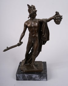 Signed Aldo Vitaleh Tribute to Cellini Perseus Beheading the Medusa Bronze Nude Sculpture