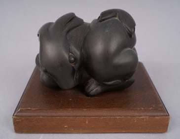 Antique Bronze Surreal Modernist Bunny Rabbit Sculpture