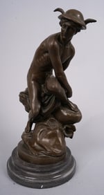 Antique Italian Bronze Sculpture of Mercury Signed G. Bologna