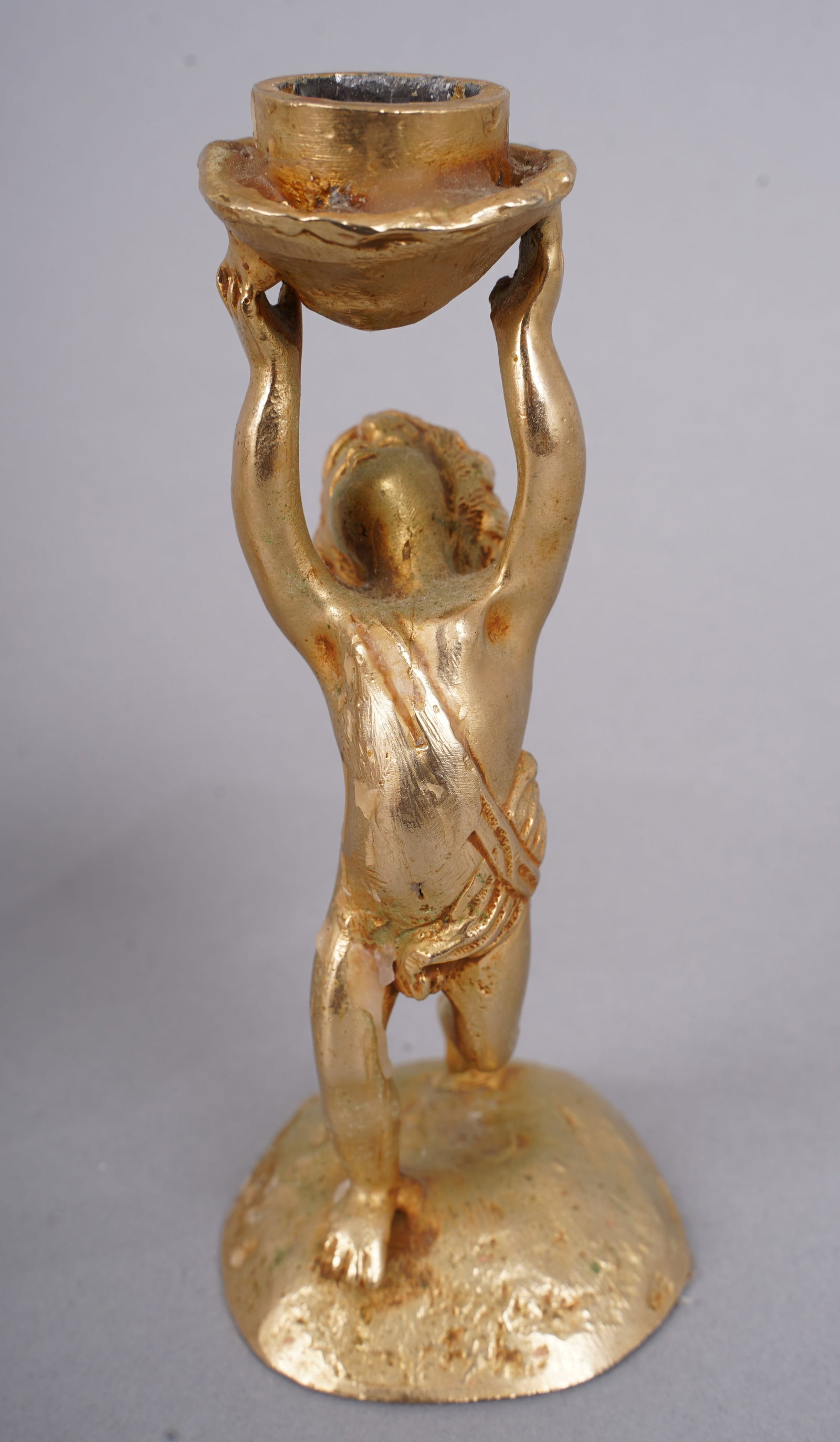 Whimsical Gilt Bronze Candle Holder Putti Sculpture by Pierre Casenove (1 of 4)