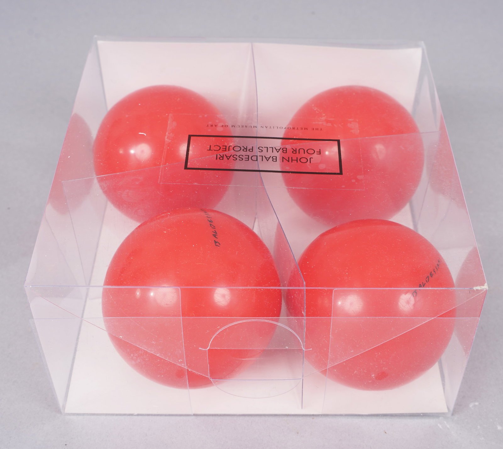 John Anthony Baldessari (1931 - 2020) "The Four Balls Project" Conceptual Art Sculpture: Vintage American contemporary sculpture by John Anthony Baldessari (1931 - 2020). Designed for the Metropolitan Museum of Art. Measuring . Please see all images for condition. Size is measured and wri