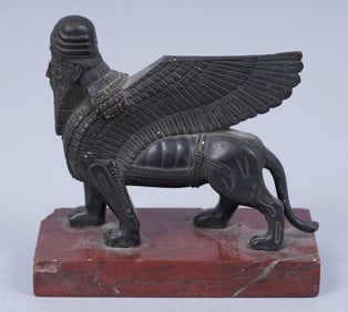 19th Century French Bronze Model of An Assyrian Deity Mythological Animal Sculpture