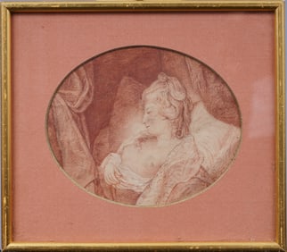 ATTR Francesco Bartolozzi (1725 - 1815) Antique Italian Old Master Framed Woman Portrait Drawing