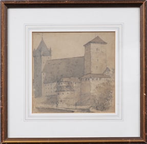 Antique English Signed Street Scene London School Framed Watercolor Painting