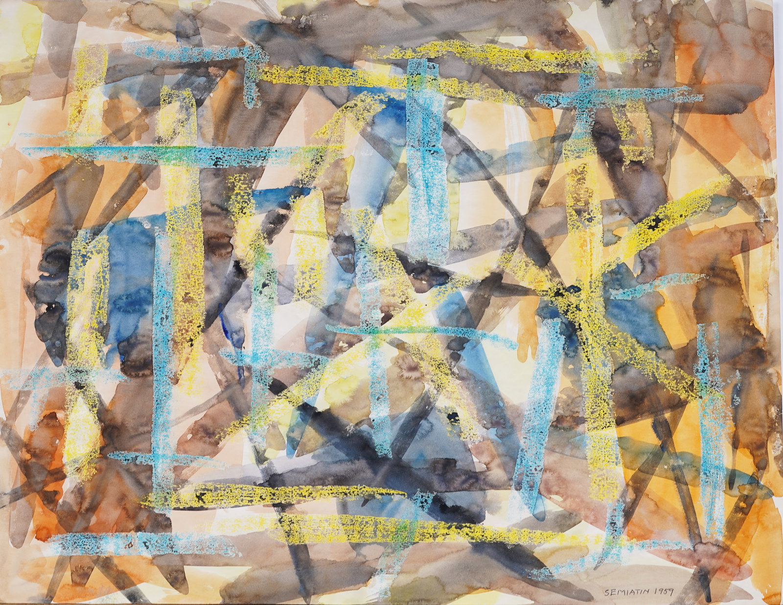 Jacob Semiatin (1915-2003) Vintage 1959 American Modernist Abstract Expressionist Signed Painting (1 of 8)