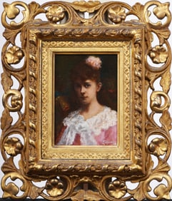 Signed Antique European Young Girl Elegant Finely Framed Portrait Original Oil Painting