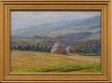 Important Antique French Impressionist Barbizon School Landscape Framed Oil Painting