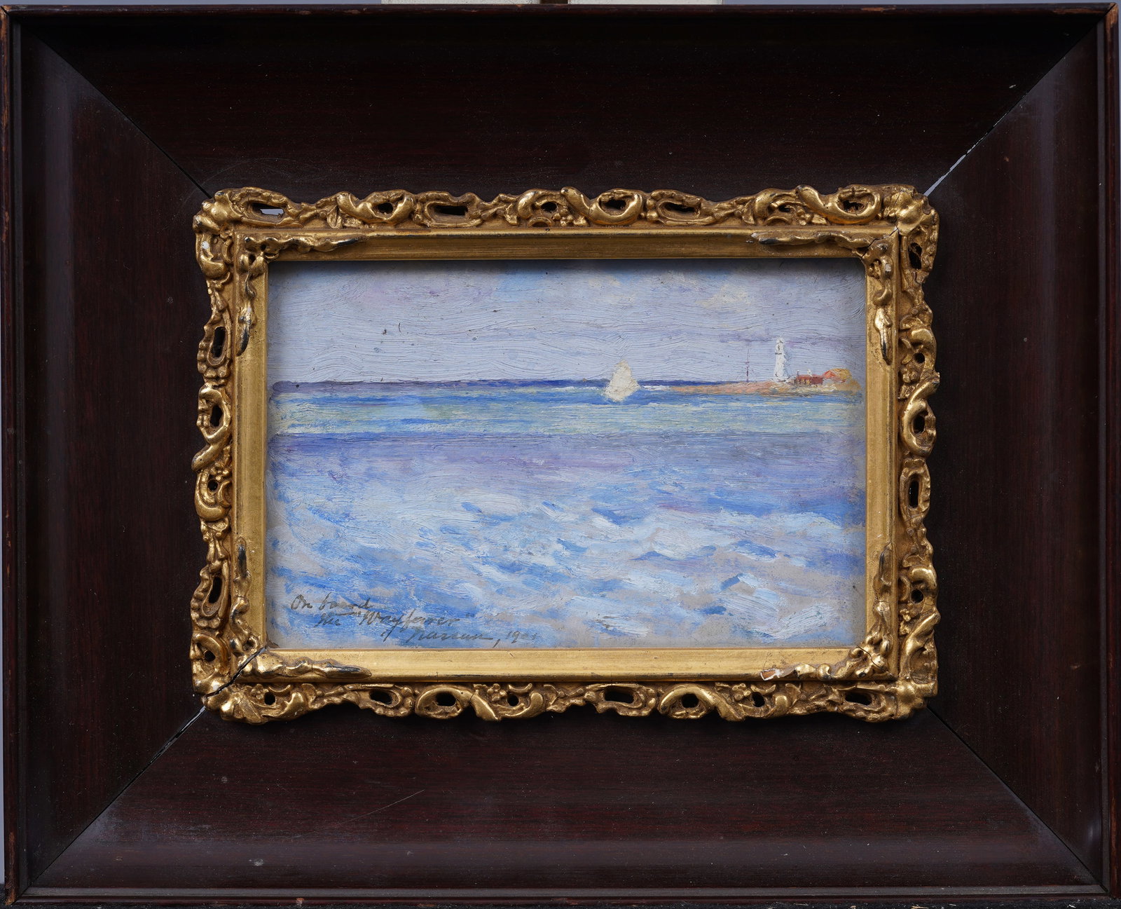 Nassau Bahamas Important Antique American Impressionist Framed Beach Scene Original Oil Painting (1 of 8)