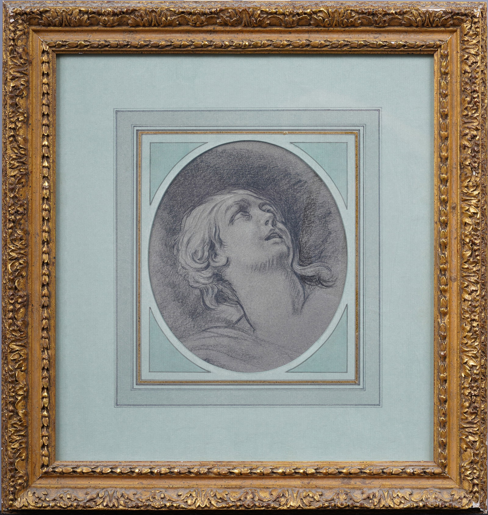 Antique European Old Master Framed Drawing Portrait of a Young Woman (1 of 5)