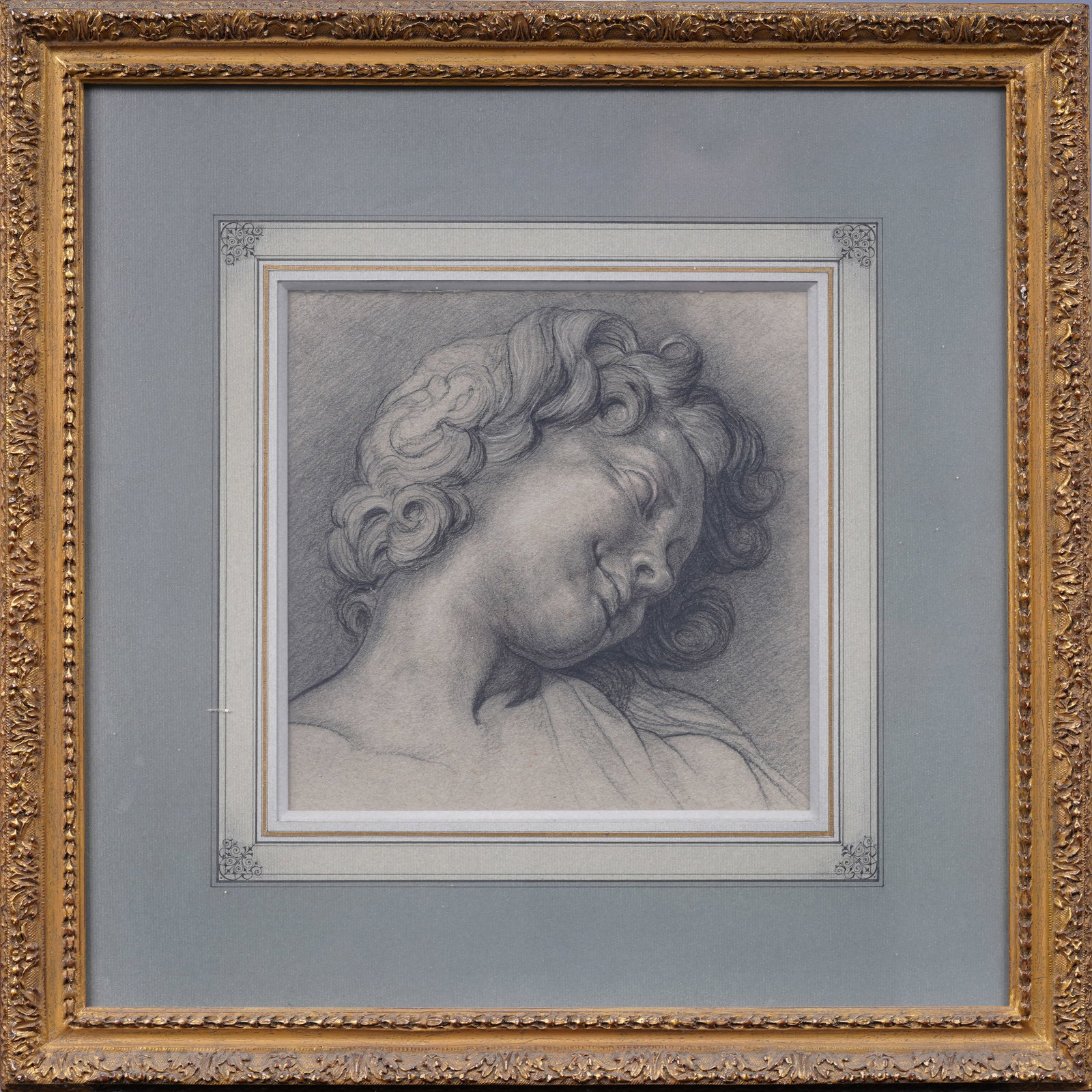 Antique European Old Master Framed Drawing Portrait of a Young Man (1 of 5)