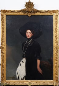 John St Helier Lander (1869-1944)  Large Museum Example Antique English Woman Portrait Oil Painting