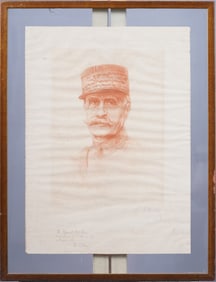 Admiral Herbert Dunn Antique American Military Portrait Framed Original Drawing