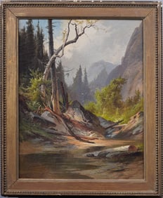 George Frederick Bensell (1837-1879) Antique American Hudson River School Landscape Oil Painting